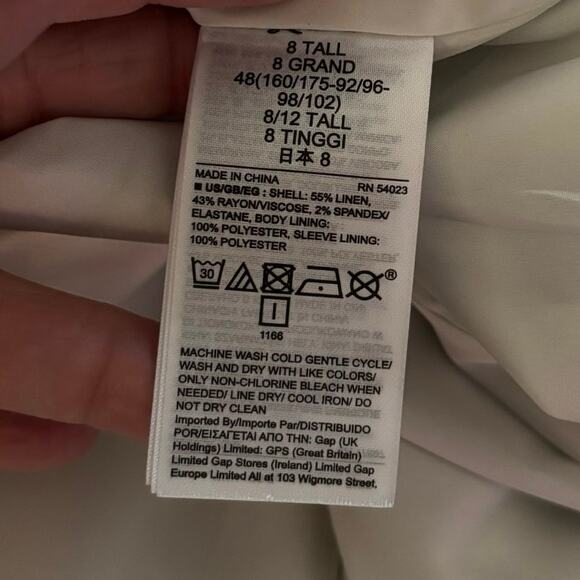 Gap Size 8T 8 Tall Linen Blend Blazer Jacket Soft Black Stripe Pockets - Picture 6 of 6